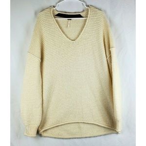Free People Soft & Fuzzy V Neck Knit Sweater M